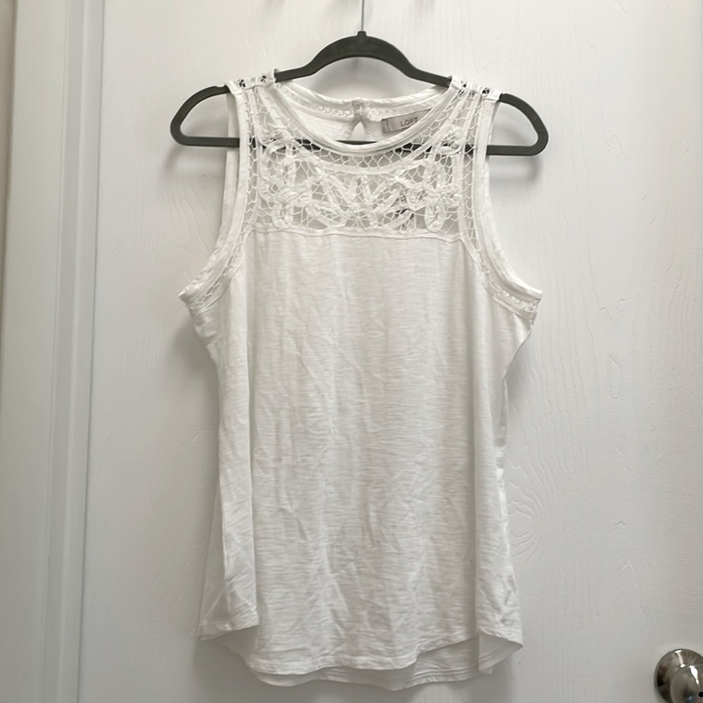 Loft Crochet Lace Slub Knit Tank Top